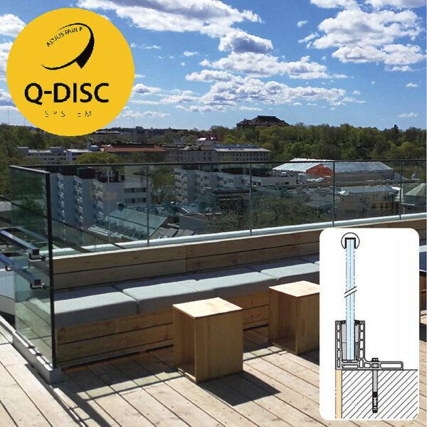 Q-railing　ガラスフェンス用バラストレイドPrime　ディスク取付　床付用F型