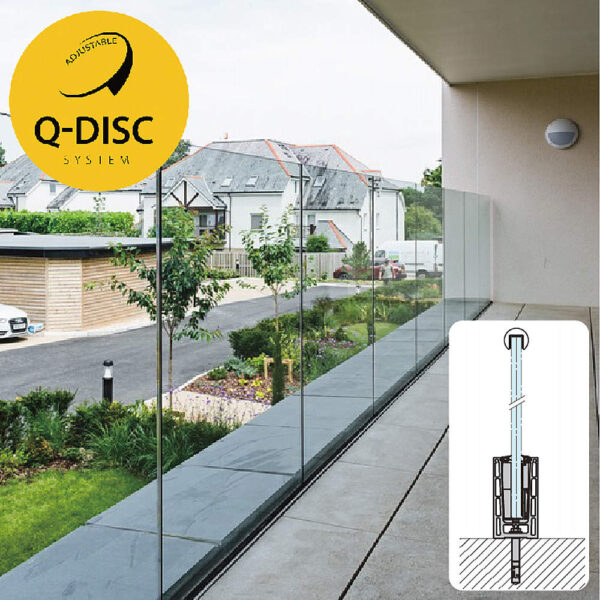 Q-railing　ガラスフェンス用バラストレイドPrime　ディスク取付　床付用